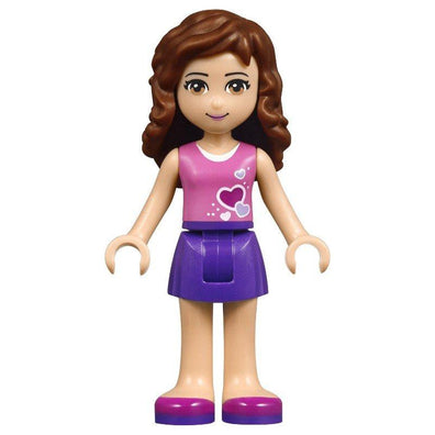 Olivia, Dark Purple Skirt, Dark Pink Top with Hearts